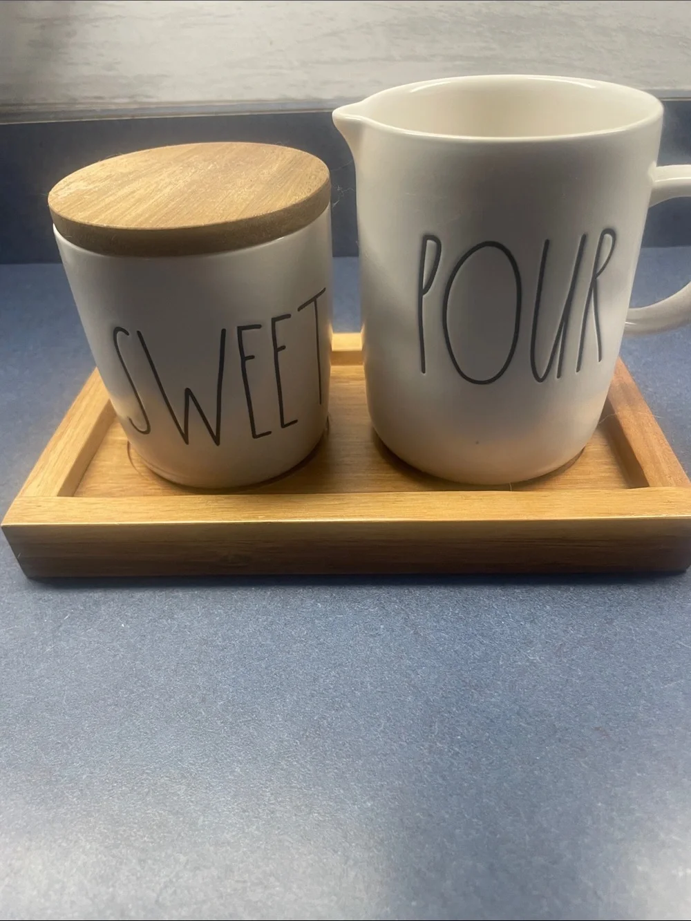 Rae Dunn 'Pour' Cream Pitcher with 'Sweet' Canister - Cream